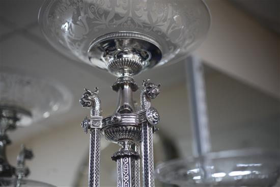 An ornate Victorian silver centrepiece by Horace Woodward & Co, London 1873, 103.6oz.